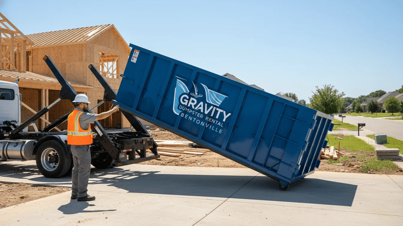Bentonville Dumpster Being Dropped