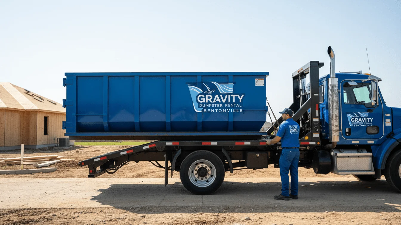Gravity Dumpster Rental Bentonville Dumpster Being Transferred(1)